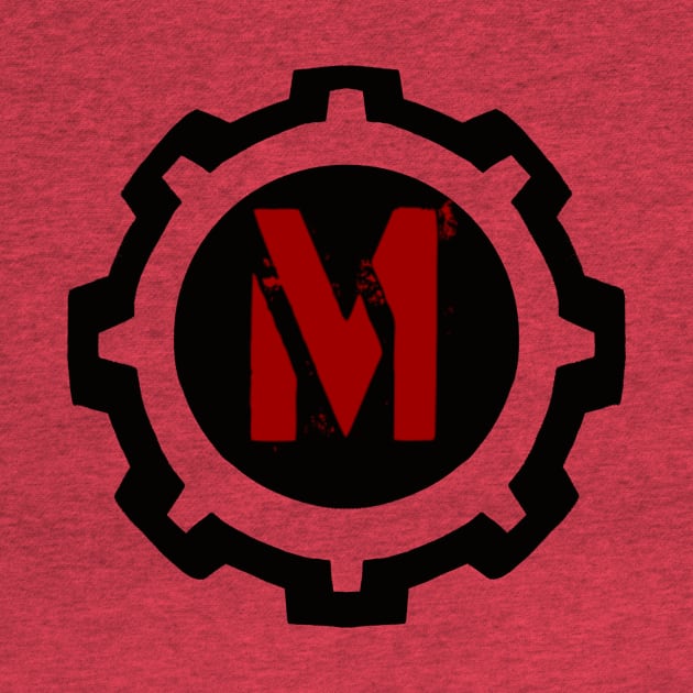 Red Letter M in a Black Industrial Cog by MistarCo